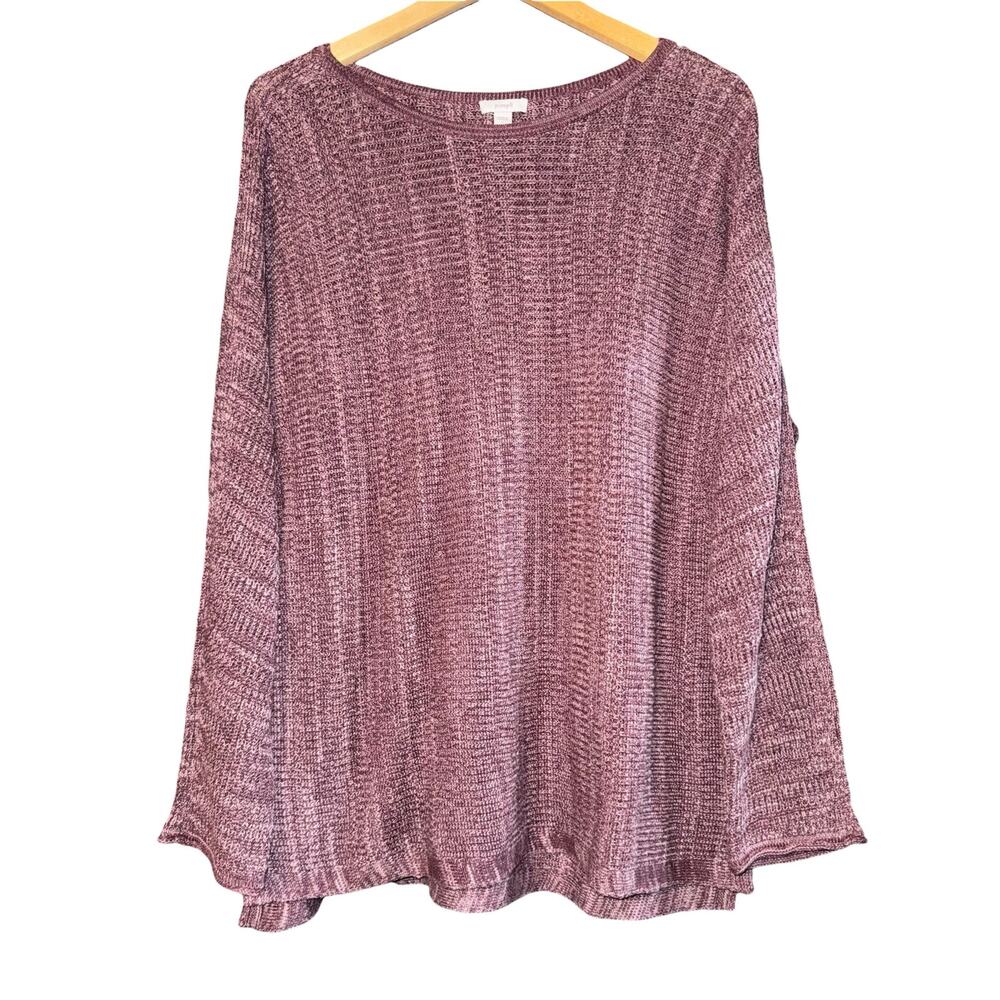 J Jill Open Knit Slouchy Sweater Women's Large Plum Relaxed Comfy Beach Costal